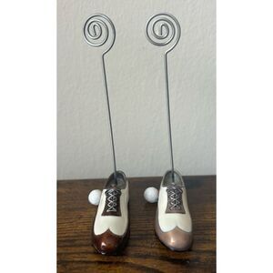 Vintage 1960’s Tasso Elba Golf Shoes Metal Glazed Name Holders / Leather Box